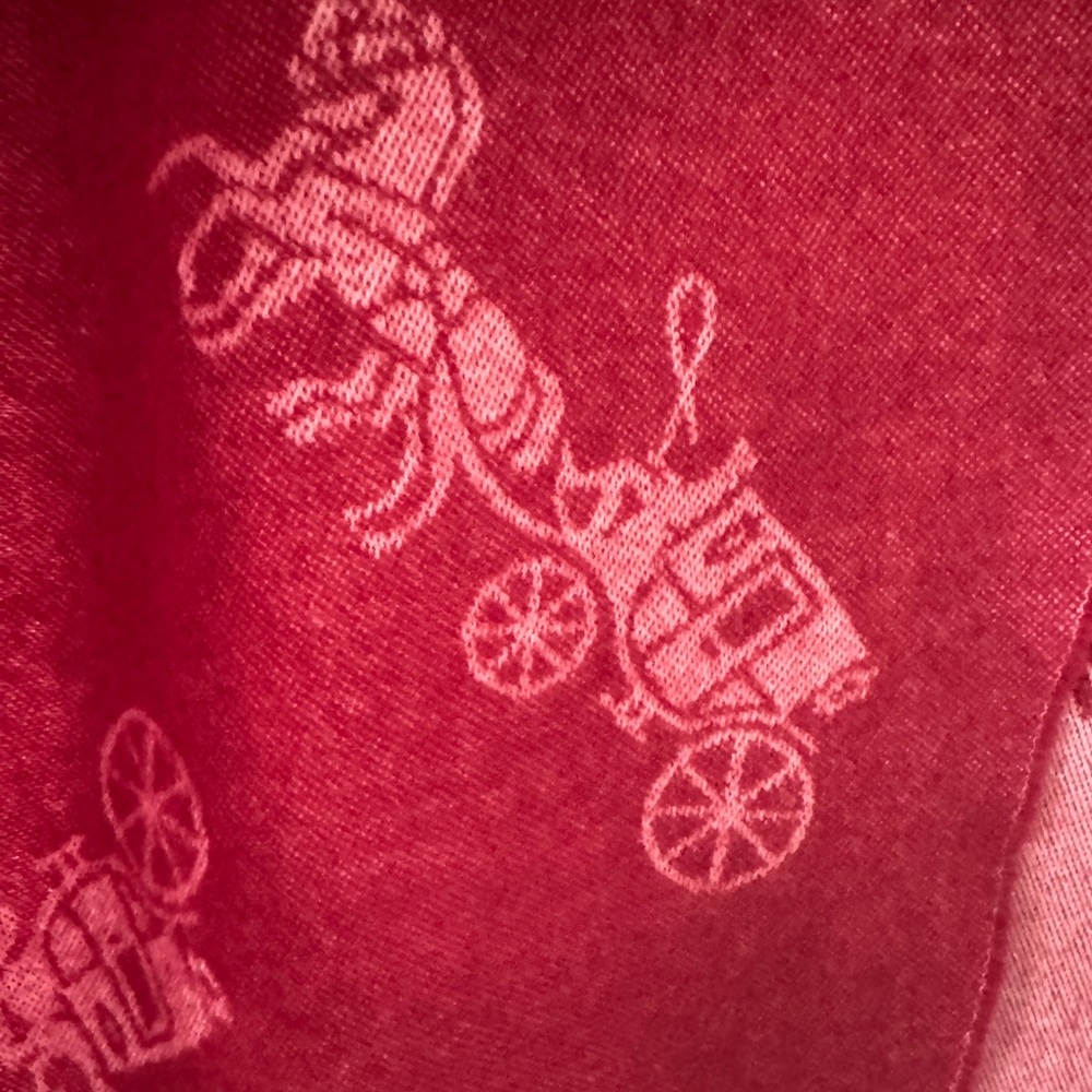 Coach Red Signature Horse & Carriage Reversible Oversized Wool Cashmere Scarf - Picture 5 of 5